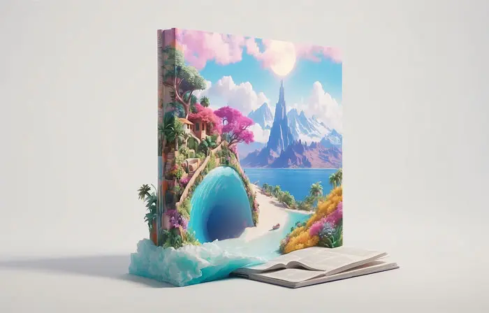 Realistic Nature Book Cover Custom 3D Style Illustration